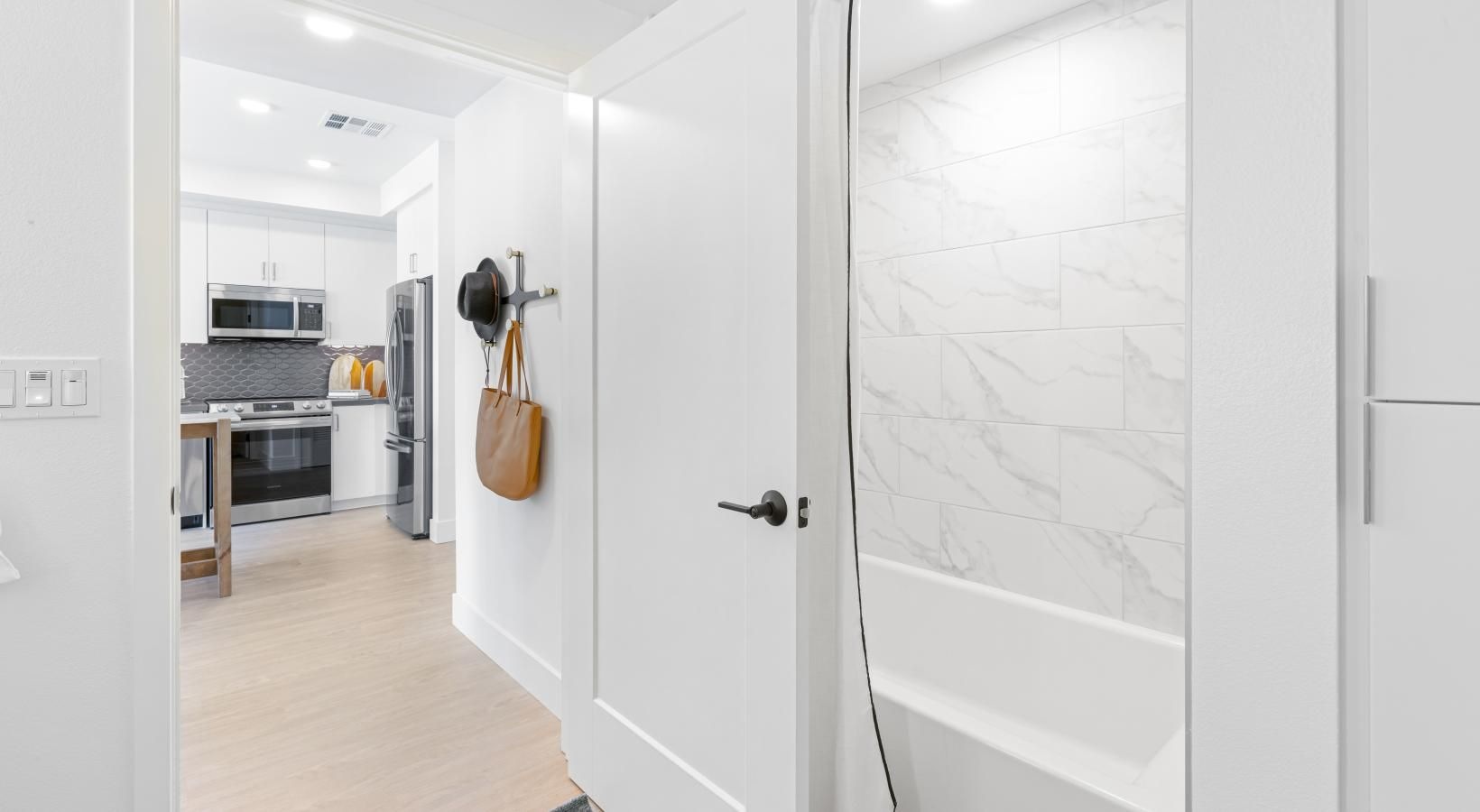 Spacious bathrooms with everything you need a bathroom with a shower and a tub