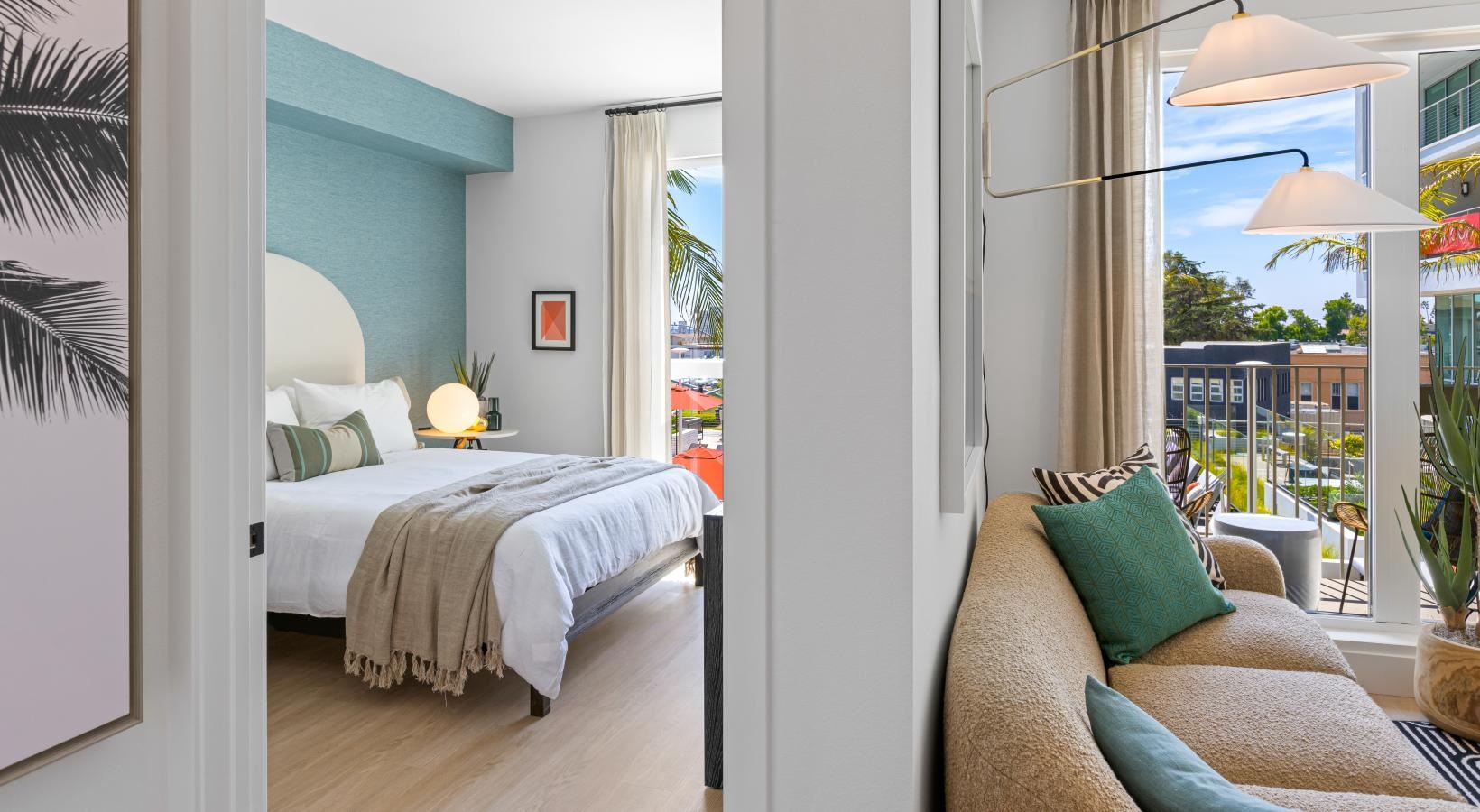 Relax and unwind in well-lit living areas a bedroom with a large window