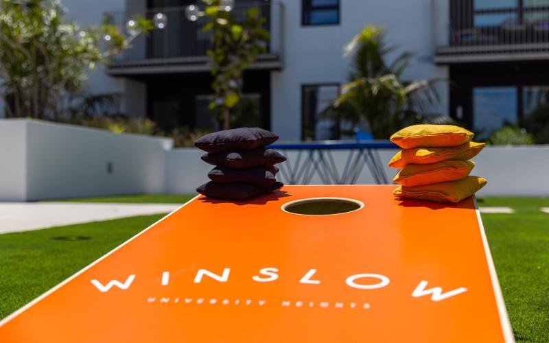 a corn hole set